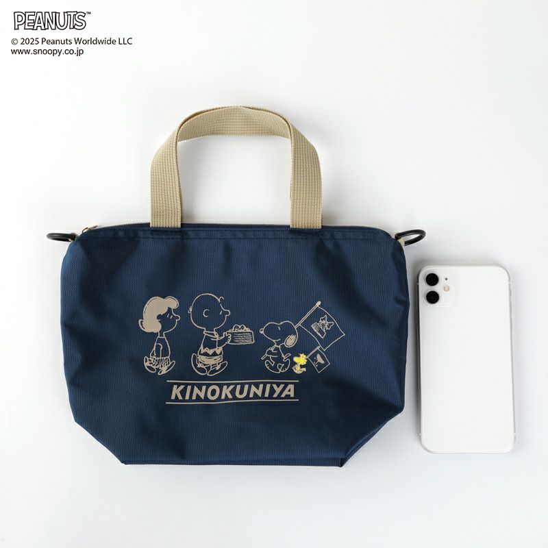 PEANUTS×紀ノ国屋】スヌーピー ショルダー付ミニバッグ ネイビー